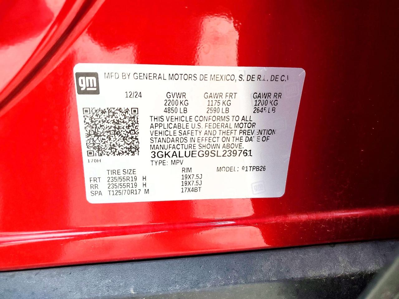 2025 Gmc Terrain Elevation Red vin: 3GKALUEG9SL239761
