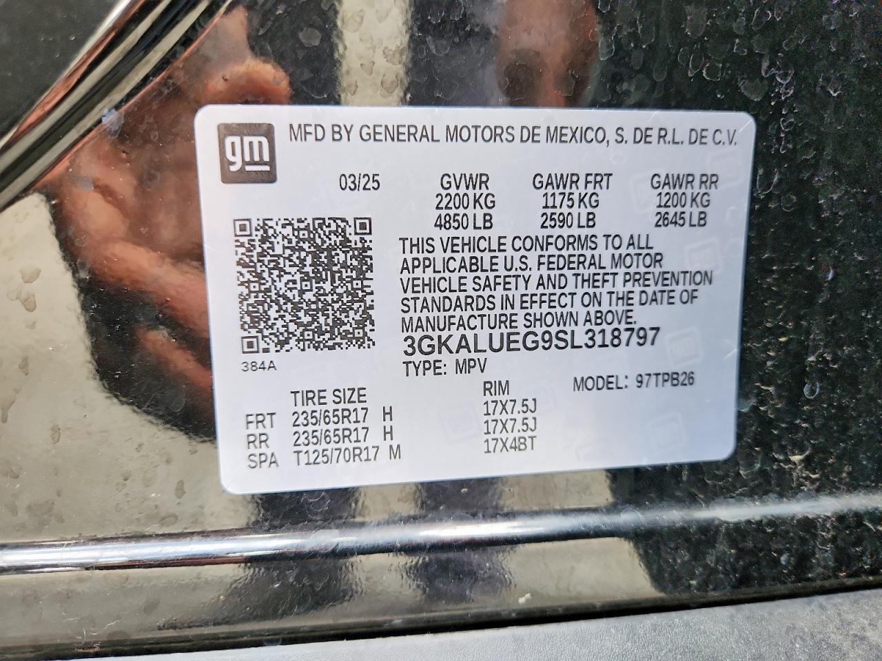 2025 Gmc Terrain Elevation Black vin: 3GKALUEG9SL318797