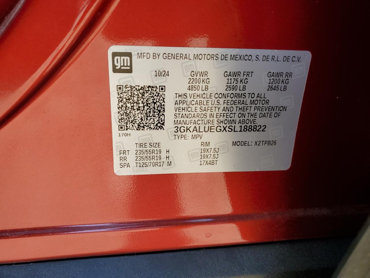 2025 Gmc Terrain Elevation Red vin: 3GKALUEGXSL188822
