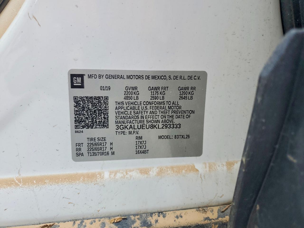 2019 Gmc Terrain Sle White vin: 3GKALUEU8KL293333