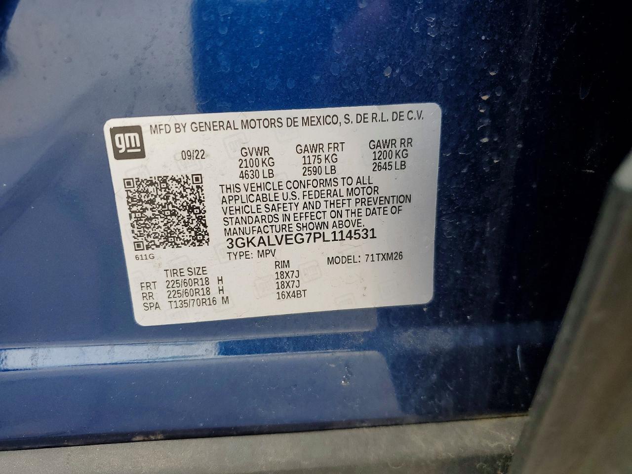 2023 Gmc Terrain Slt Blue vin: 3GKALVEG7PL114531