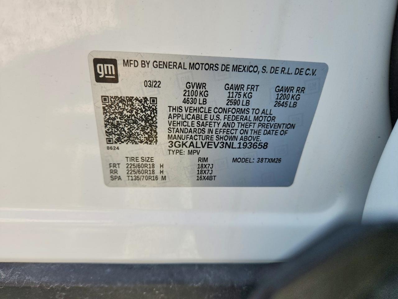 2022 Gmc Terrain Slt White vin: 3GKALVEV3NL193658