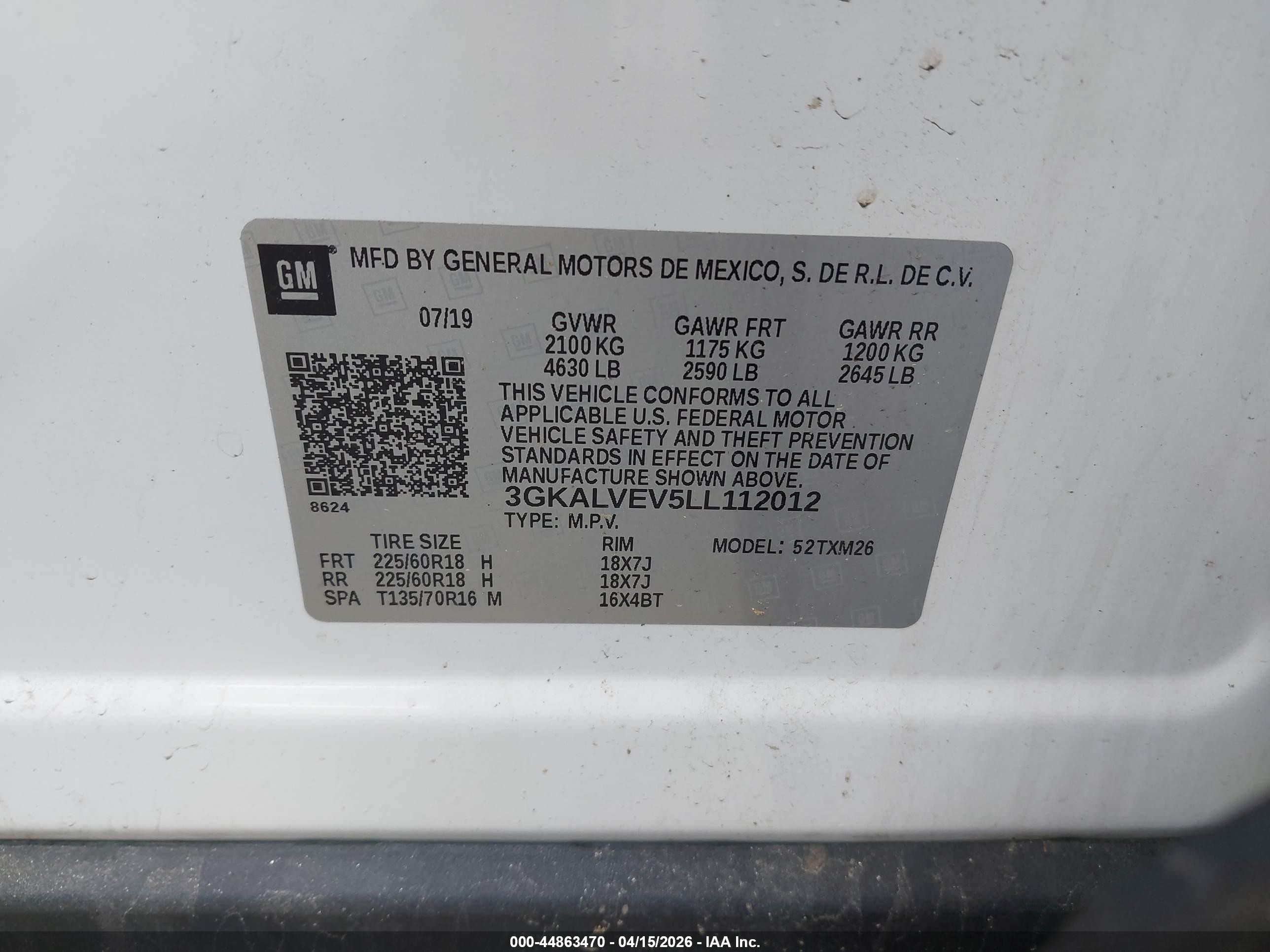 2020 Gmc Terrain Awd Slt White vin: 3GKALVEV5LL112012