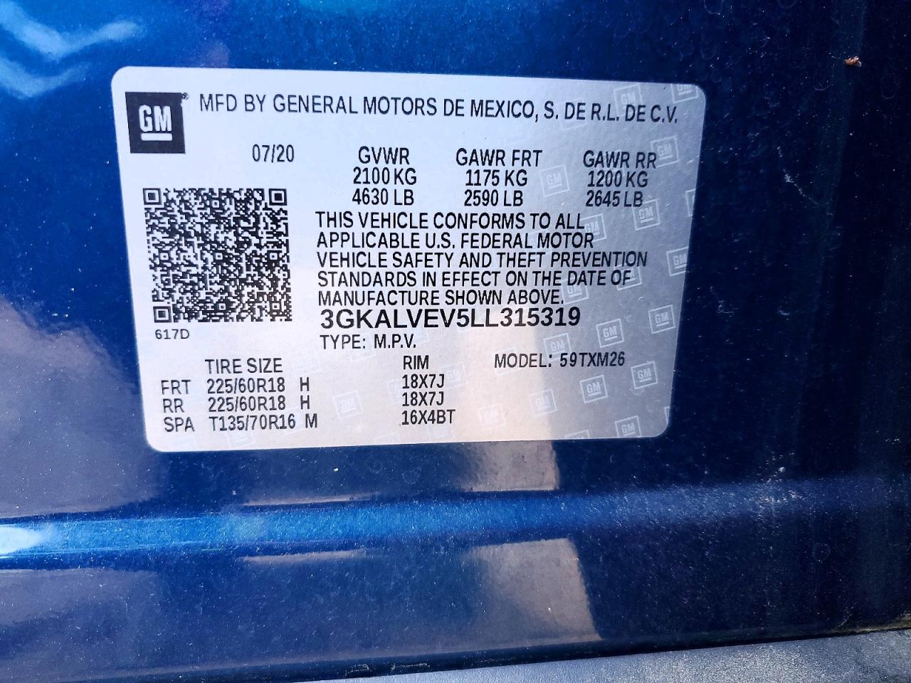 2020 Gmc Terrain Slt Blue vin: 3GKALVEV5LL315319
