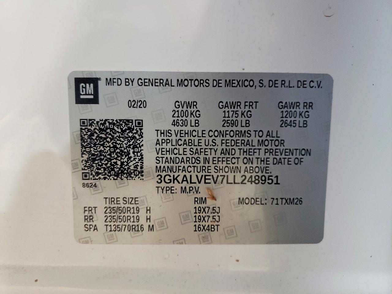 2020 Gmc Terrain Slt White vin: 3GKALVEV7LL248951