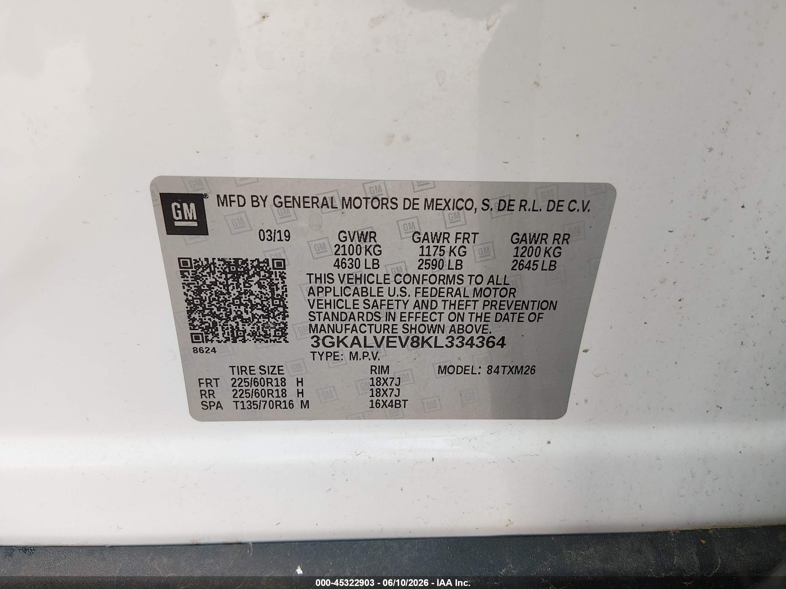 2019 Gmc Terrain Slt White vin: 3GKALVEV8KL334364