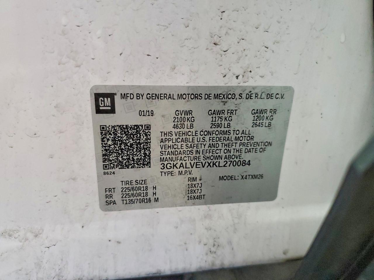 2019 Gmc Terrain Slt White vin: 3GKALVEVXKL270084