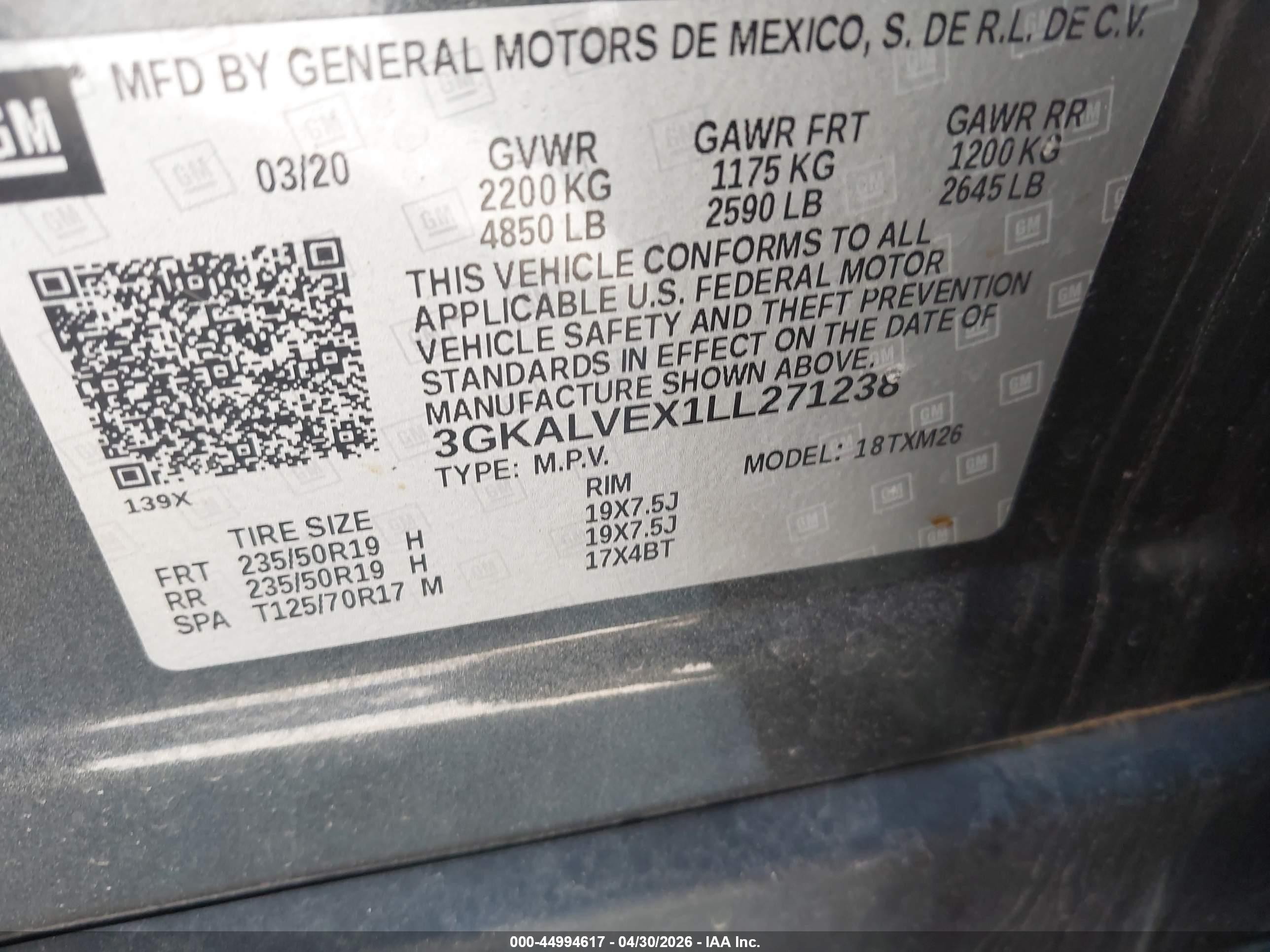 2020 Gmc Terrain Awd Slt Gray vin: 3GKALVEX1LL271238