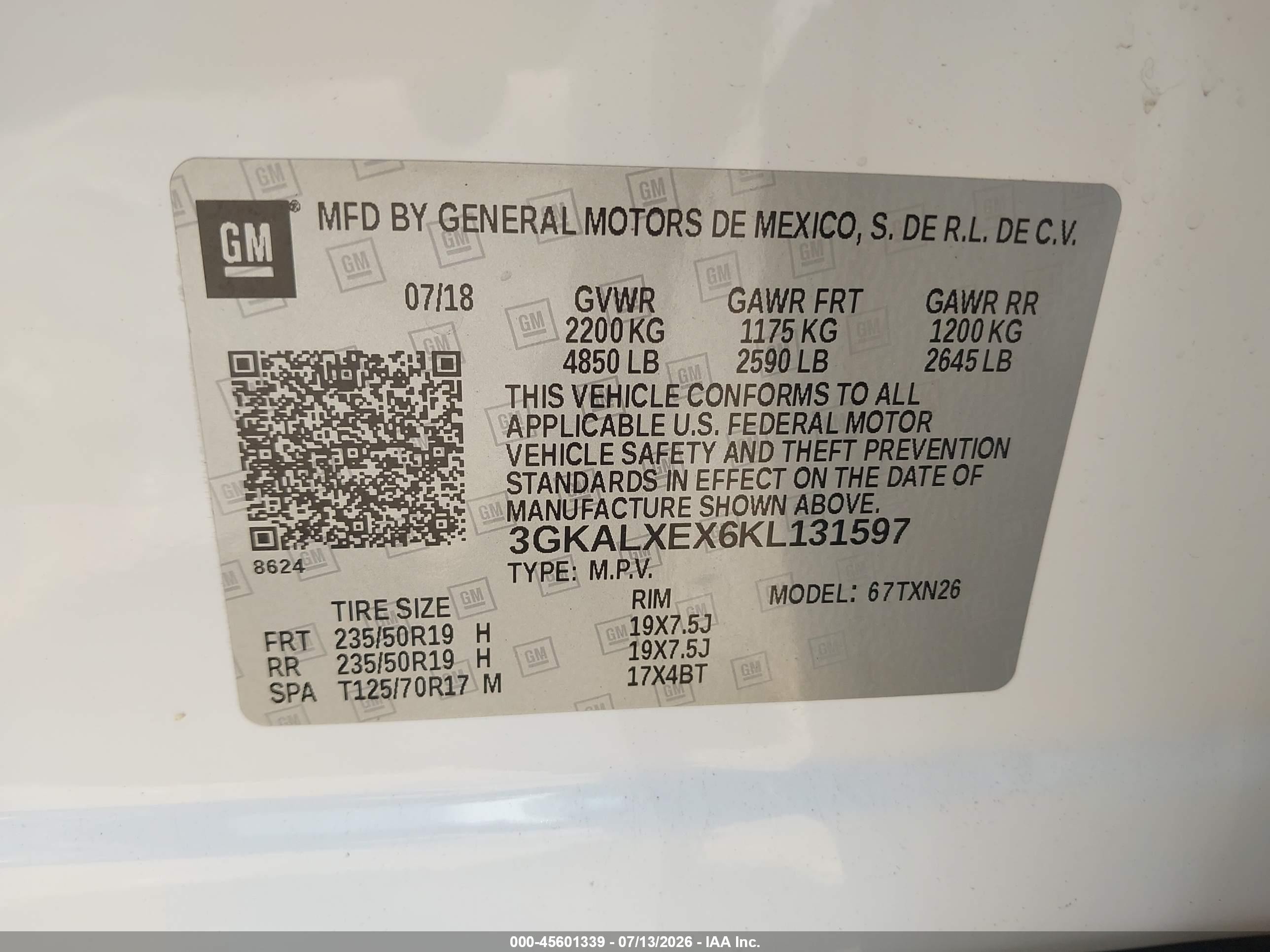 2019 Gmc Terrain Denali White vin: 3GKALXEX6KL131597
