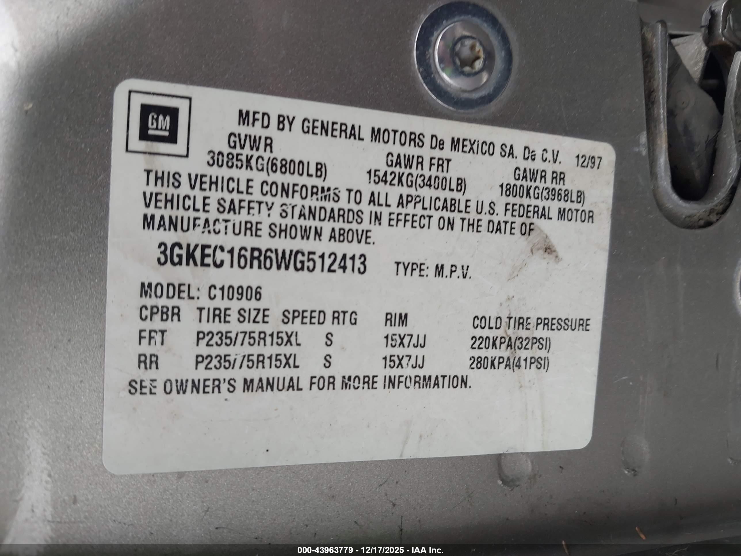 1998 Gmc Suburban 1500 Sl Gold vin: 3GKEC16R6WG512413