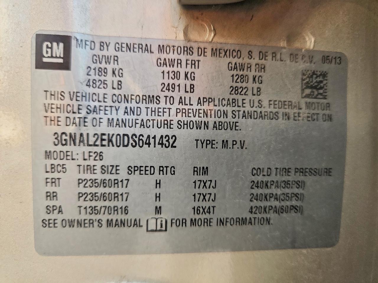 2013 Chevrolet Captiva Ls Silver vin: 3GNAL2EK0DS641432