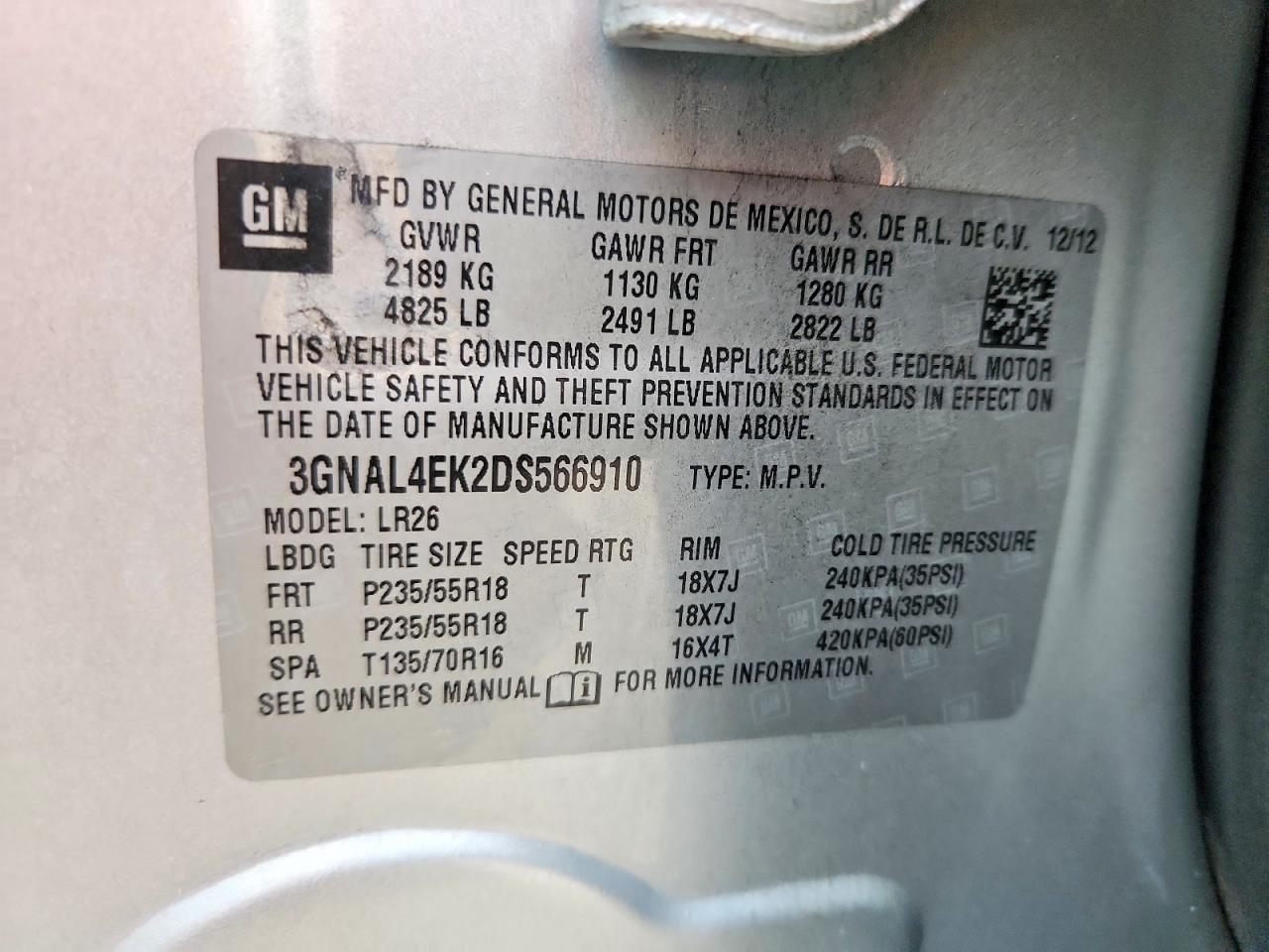 2013 Chevrolet Captiva Ltz Silver vin: 3GNAL4EK2DS566910
