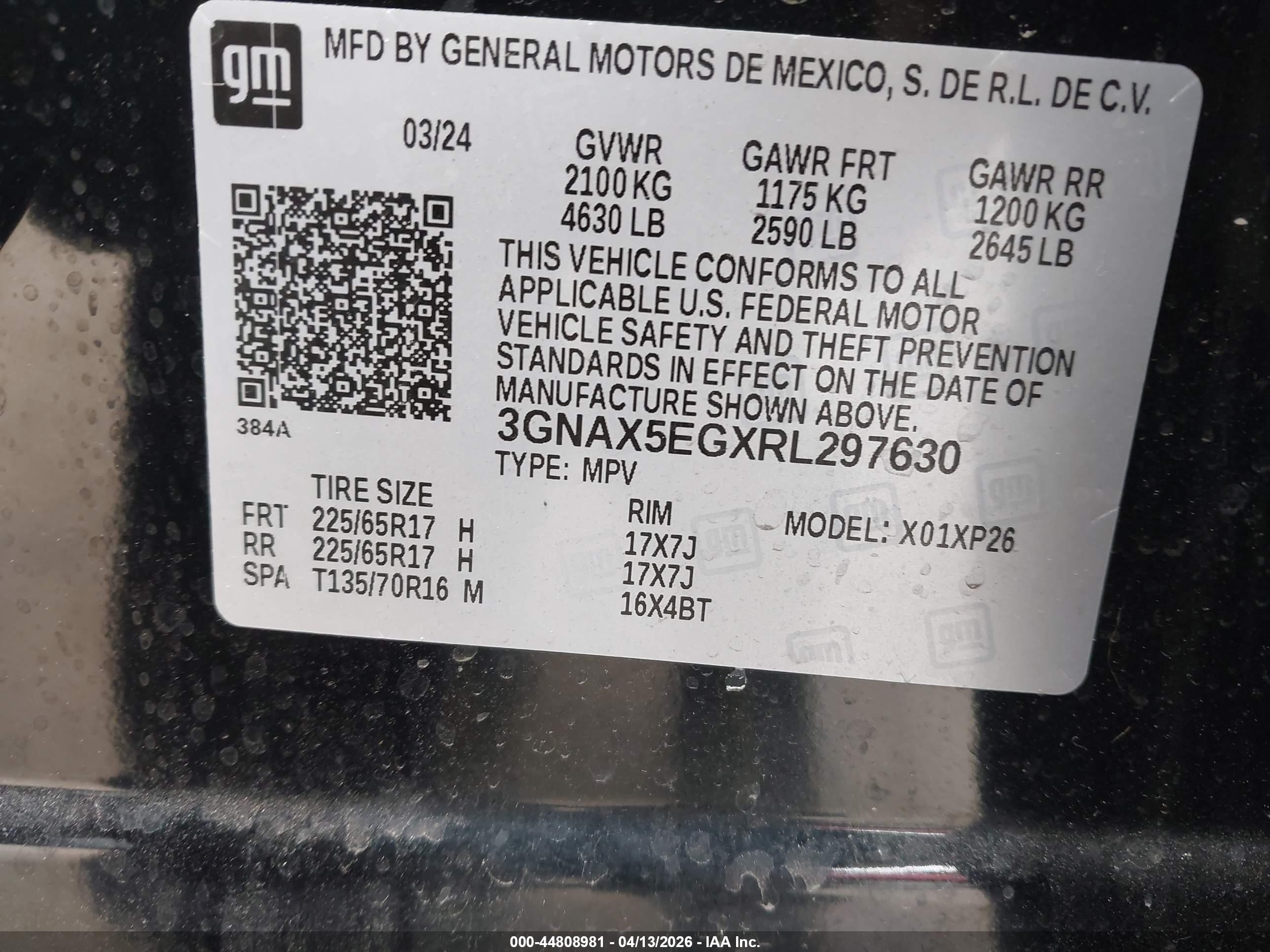 2024 Chevrolet Equinox Awd 1fl Black vin: 3GNAX5EGXRL297630