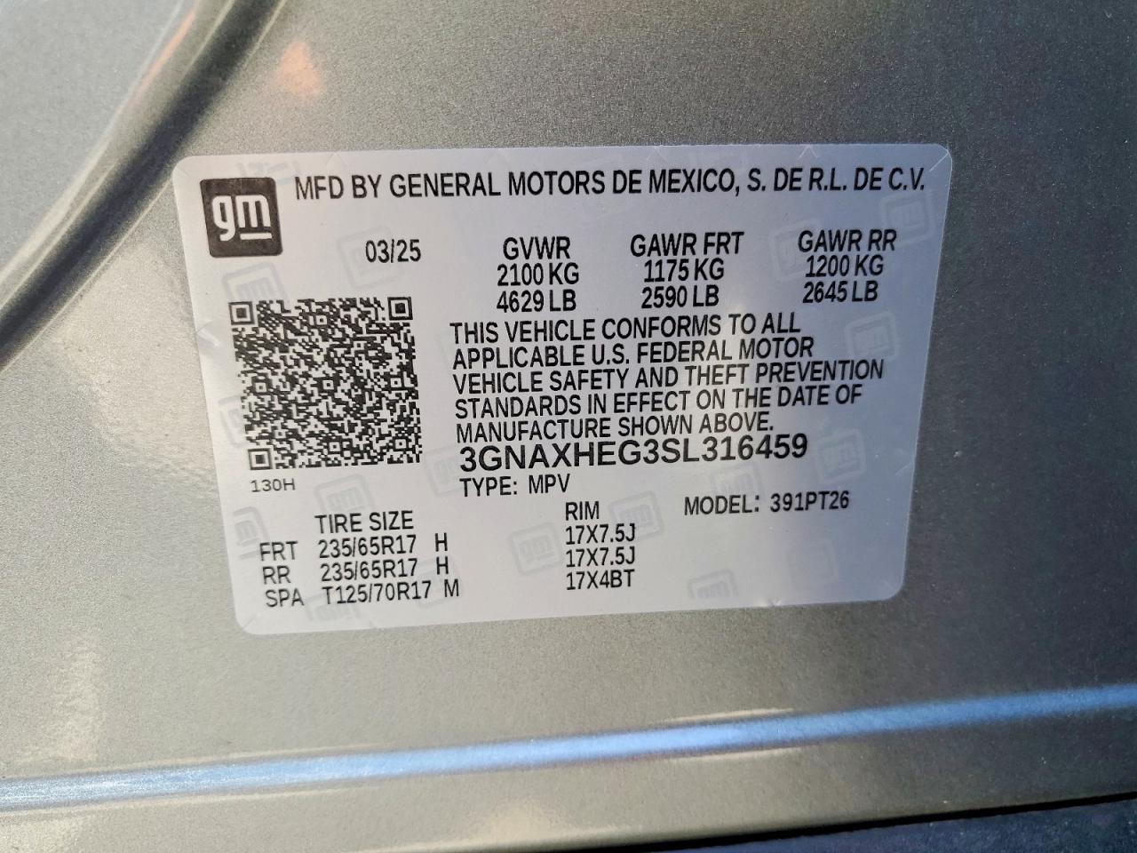 2025 Chevrolet Equinox Lt Gray vin: 3GNAXHEG3SL316459