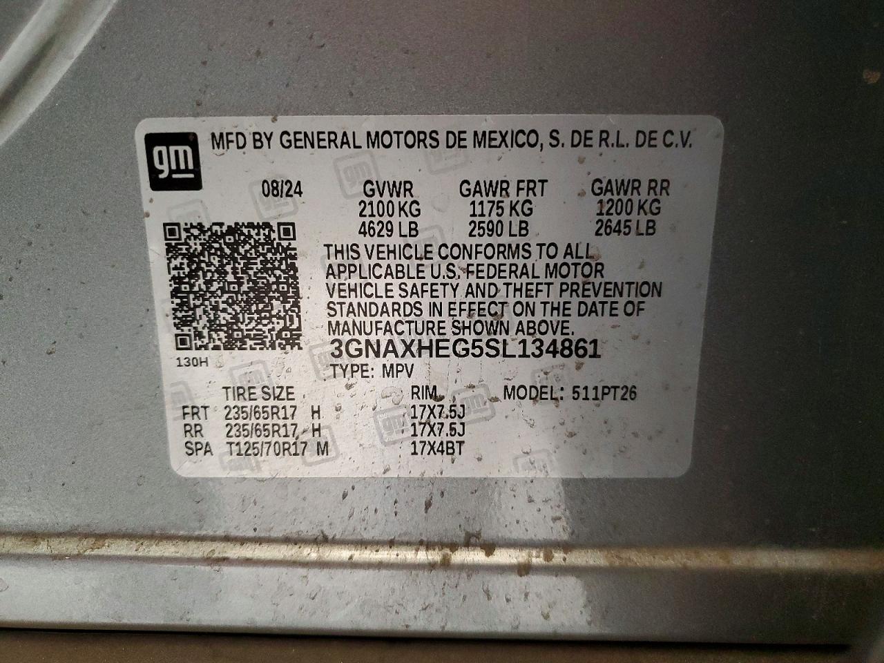 2025 Chevrolet Equinox Lt Gray vin: 3GNAXHEG5SL134861