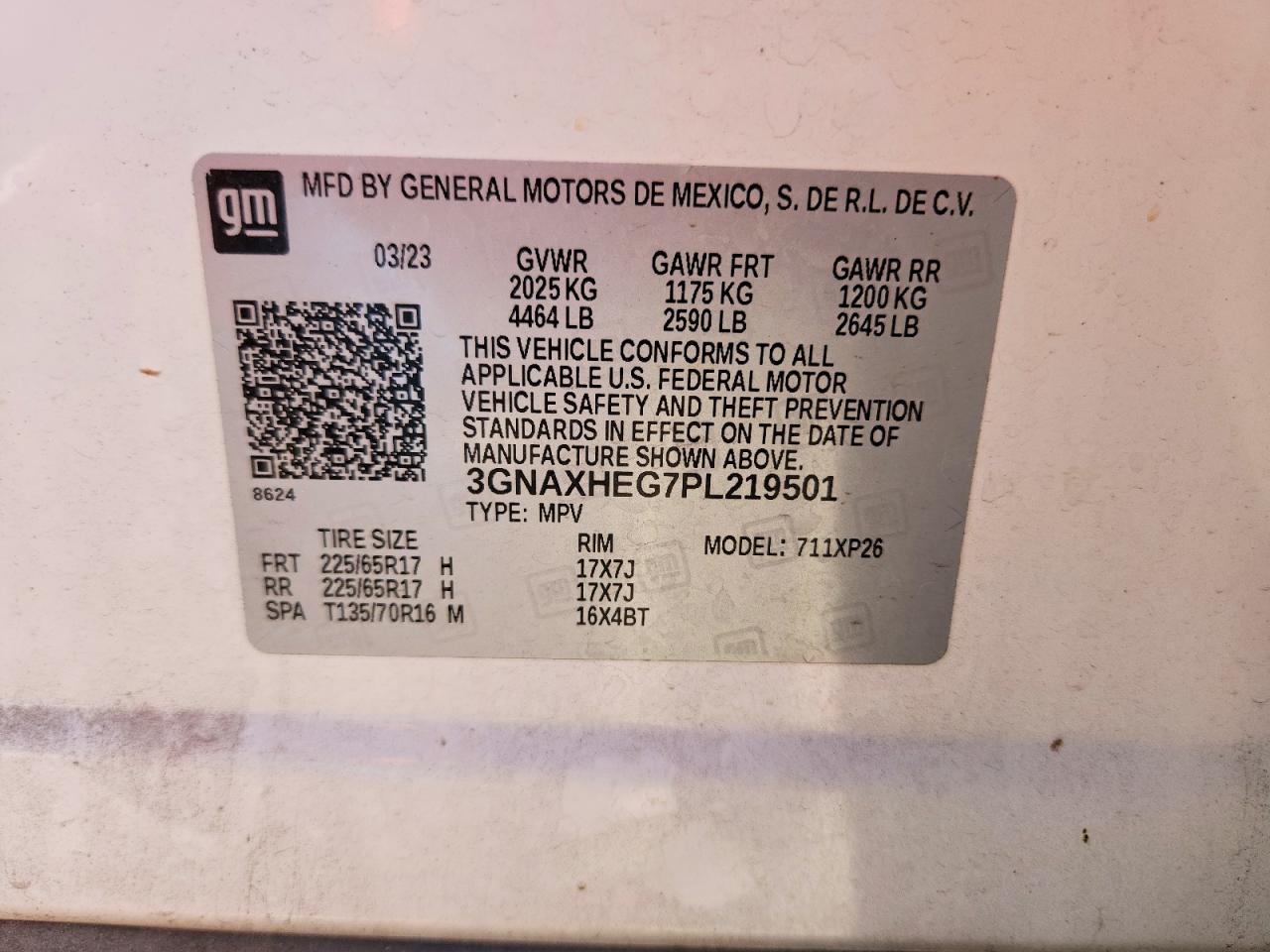 2023 Chevrolet Equinox Ls Белый vin: 3GNAXHEG7PL219501
