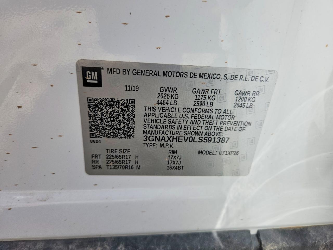 2020 Chevrolet Equinox Ls White vin: 3GNAXHEV0LS591387