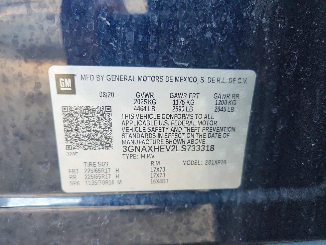 2020 Chevrolet Equinox Ls Blue vin: 3GNAXHEV2LS733318