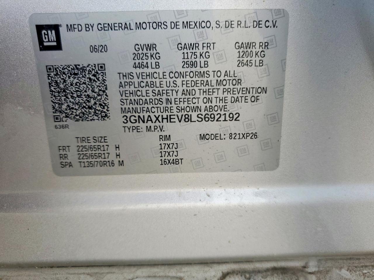 2020 Chevrolet Equinox Ls Silver vin: 3GNAXHEV8LS692192