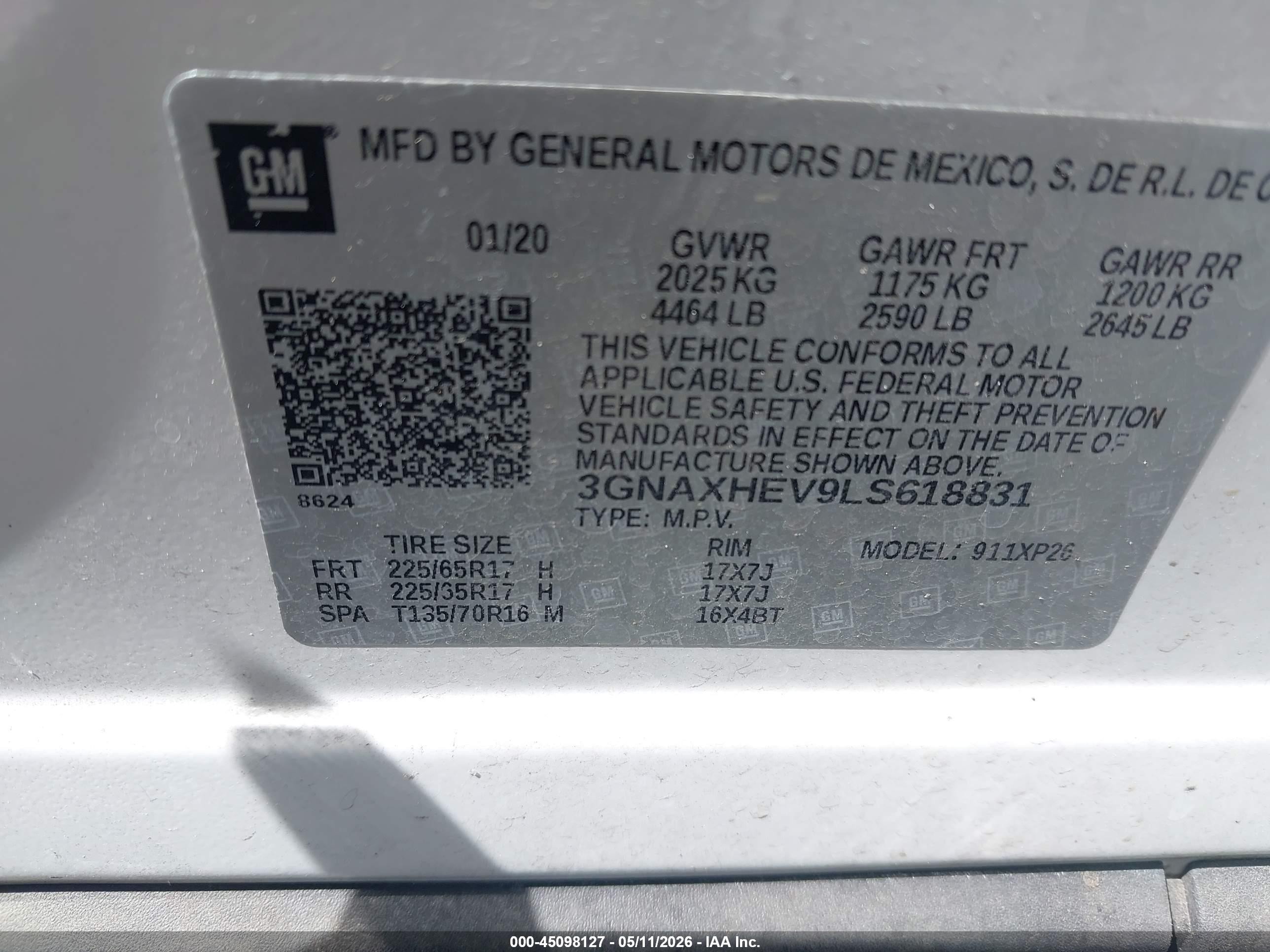 2020 Chevrolet Equinox Fwd Ls Белый vin: 3GNAXHEV9LS618831