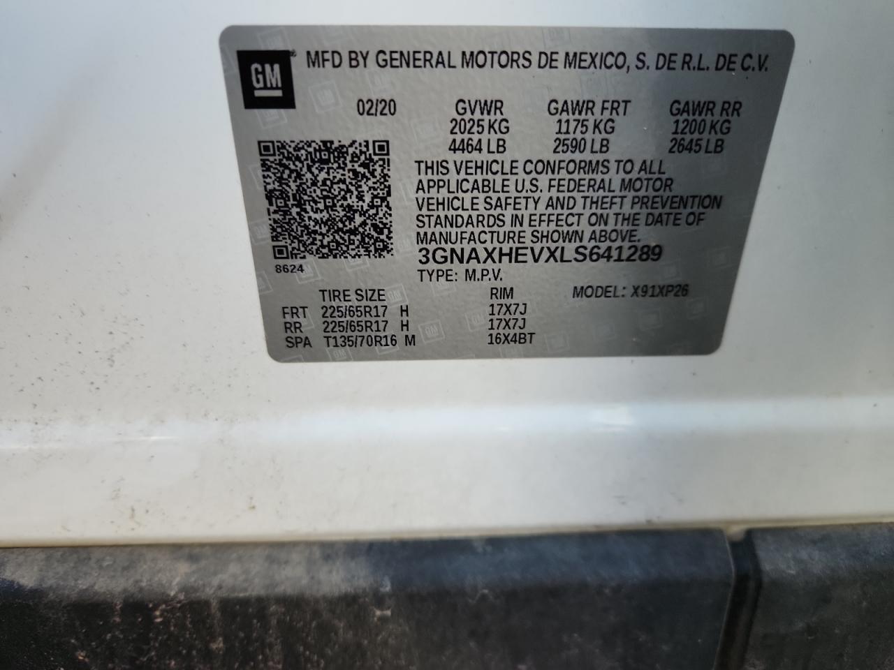 2020 Chevrolet Equinox Ls White vin: 3GNAXHEVXLS641289