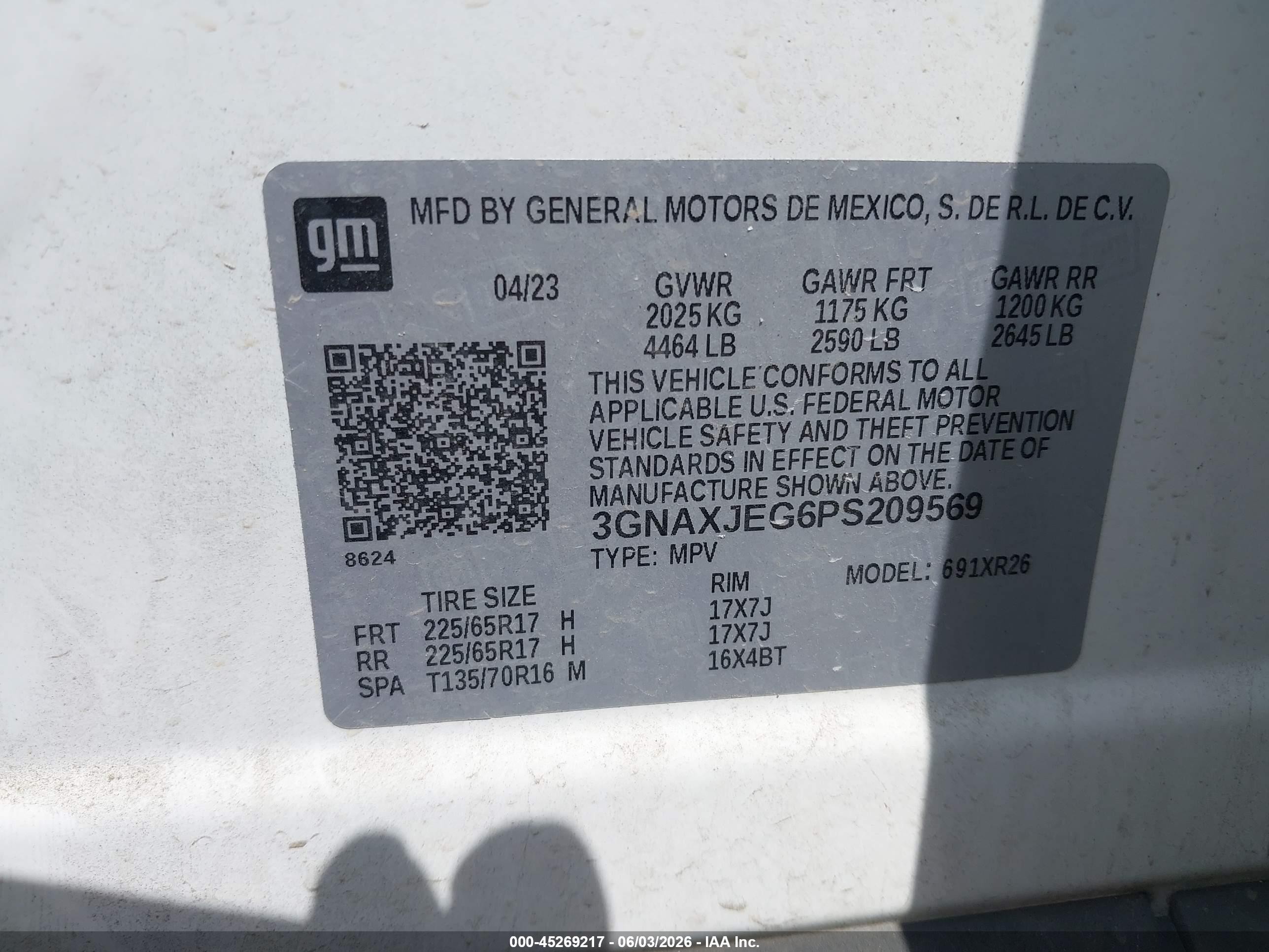 2023 Chevrolet Equinox Fwd 2fl Белый vin: 3GNAXJEG6PS209569
