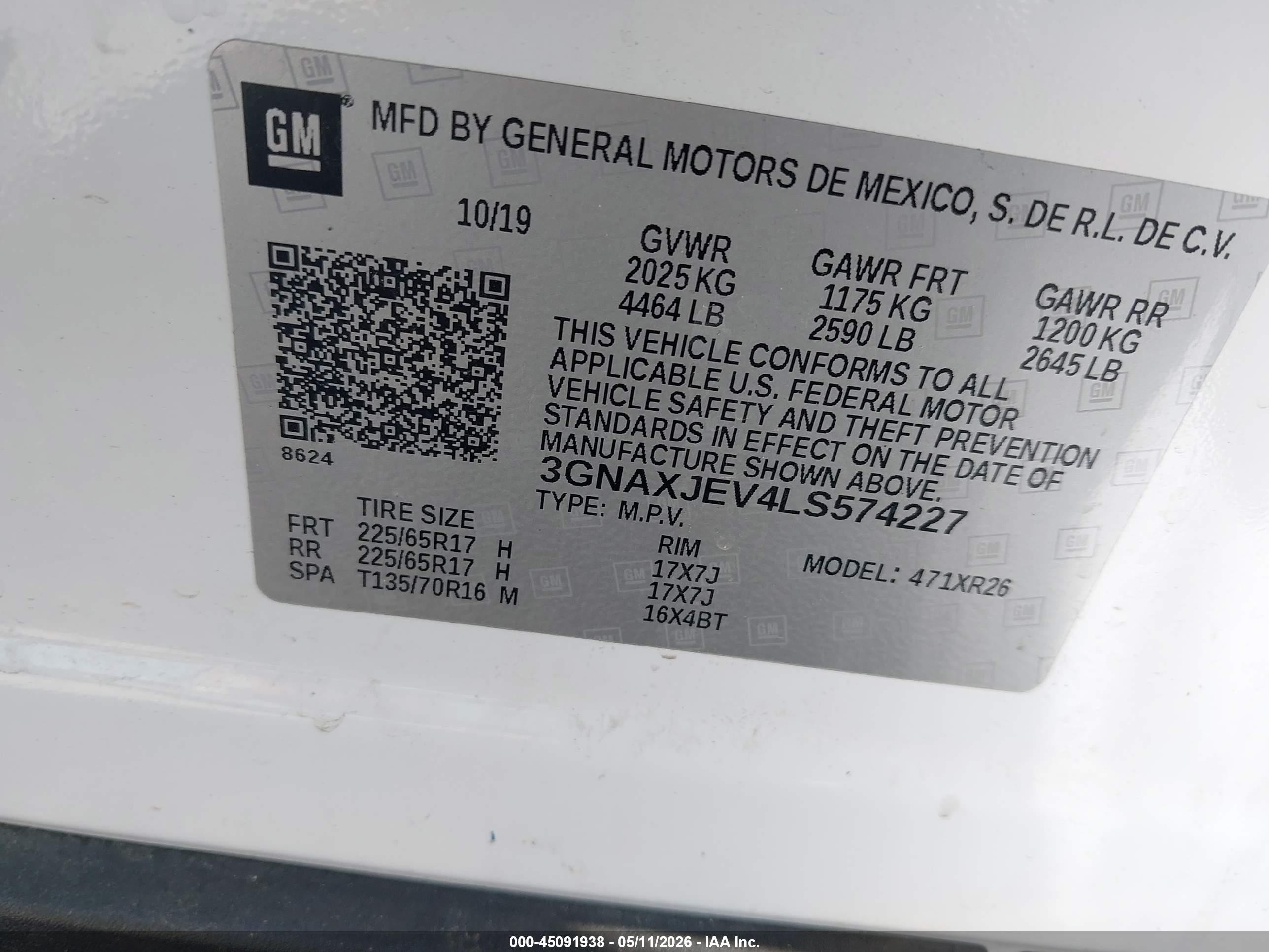 2020 Chevrolet Equinox Fwd 2fl Белый vin: 3GNAXJEV4LS574227