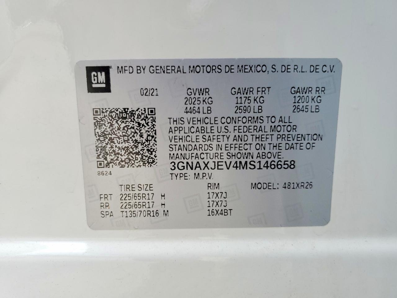 2021 Chevrolet Equinox Lt White vin: 3GNAXJEV4MS146658