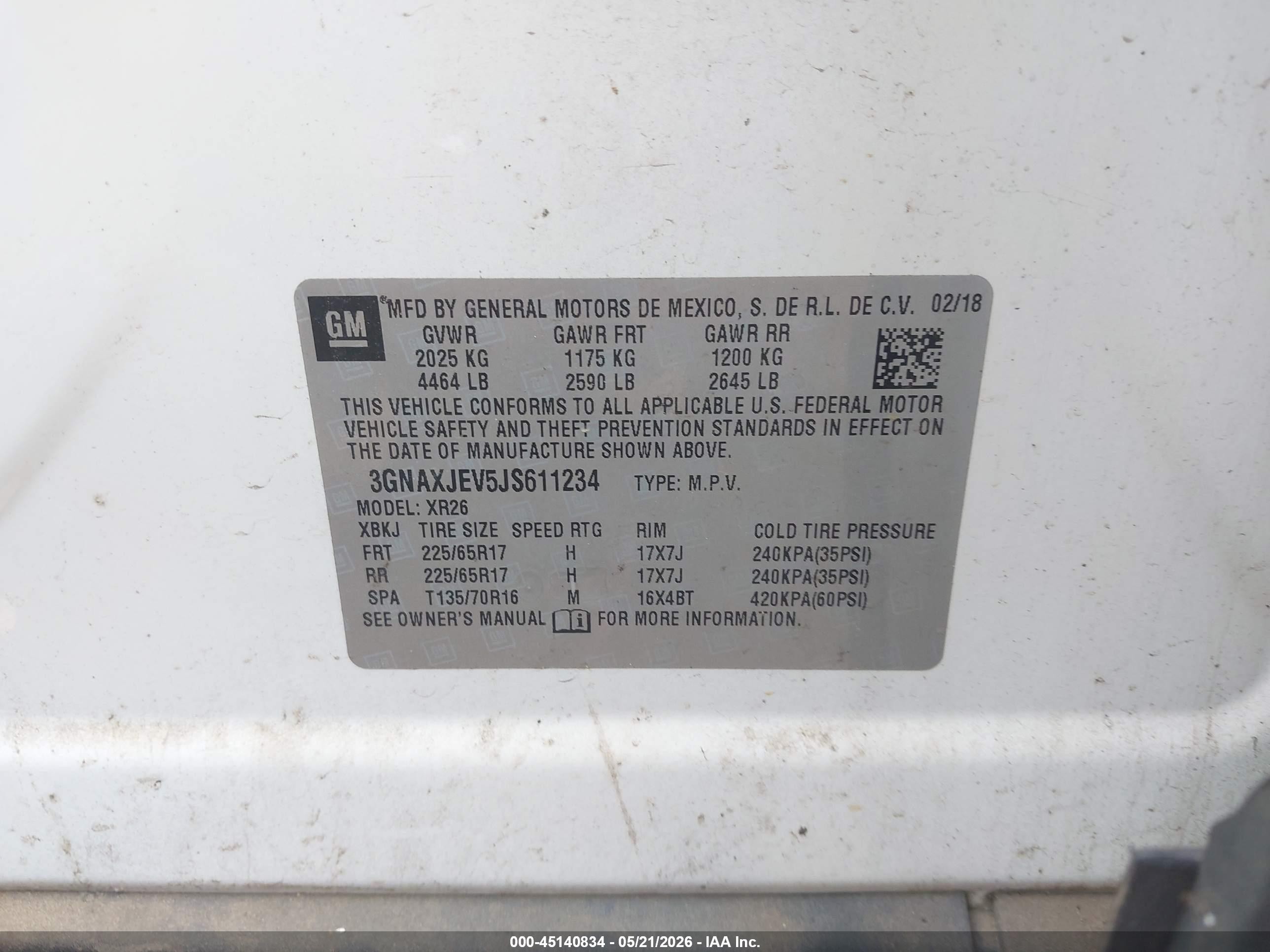 2018 Chevrolet Equinox Lt White vin: 3GNAXJEV5JS611234