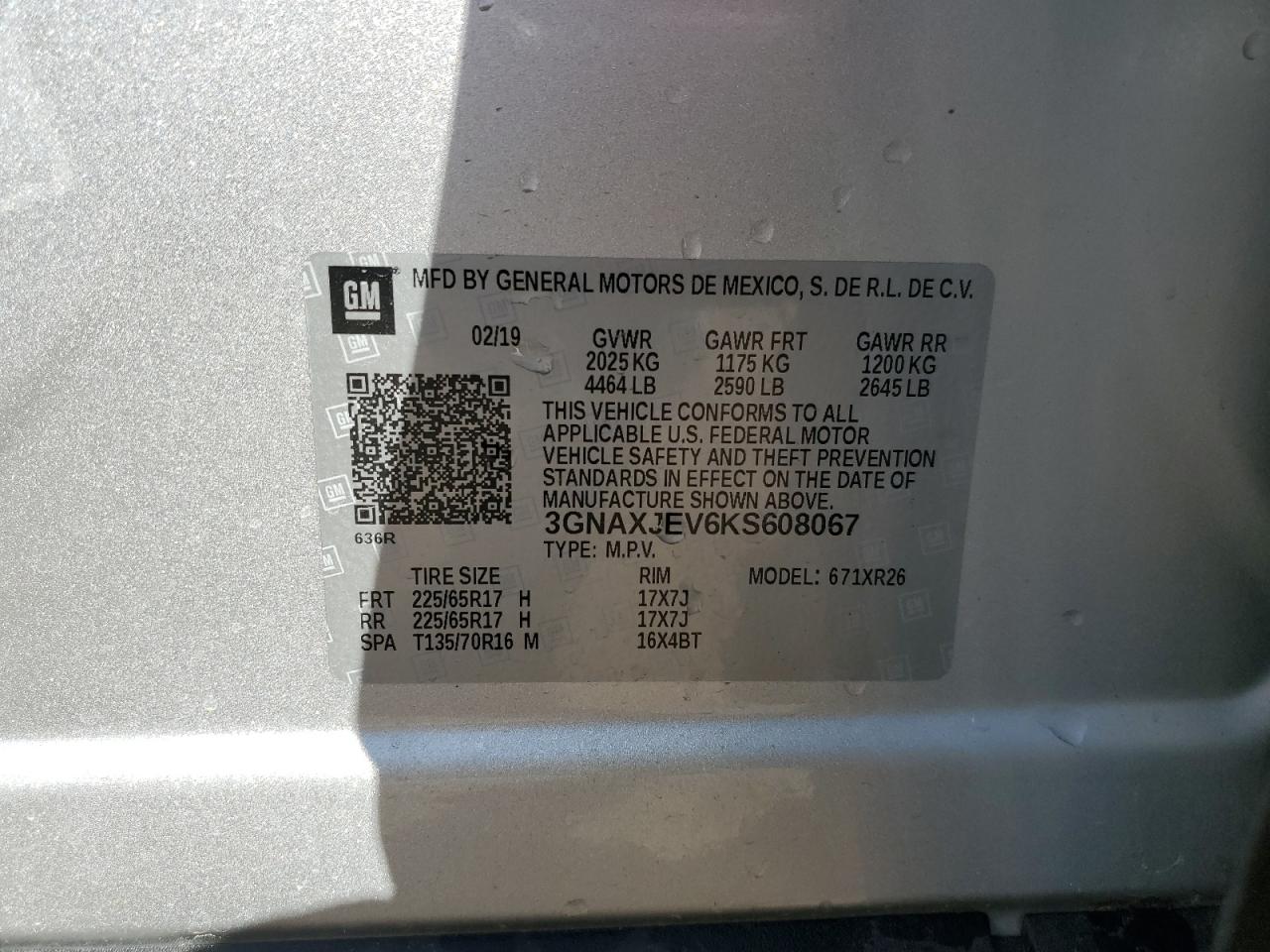 2019 Chevrolet Equinox Lt Silver vin: 3GNAXJEV6KS608067