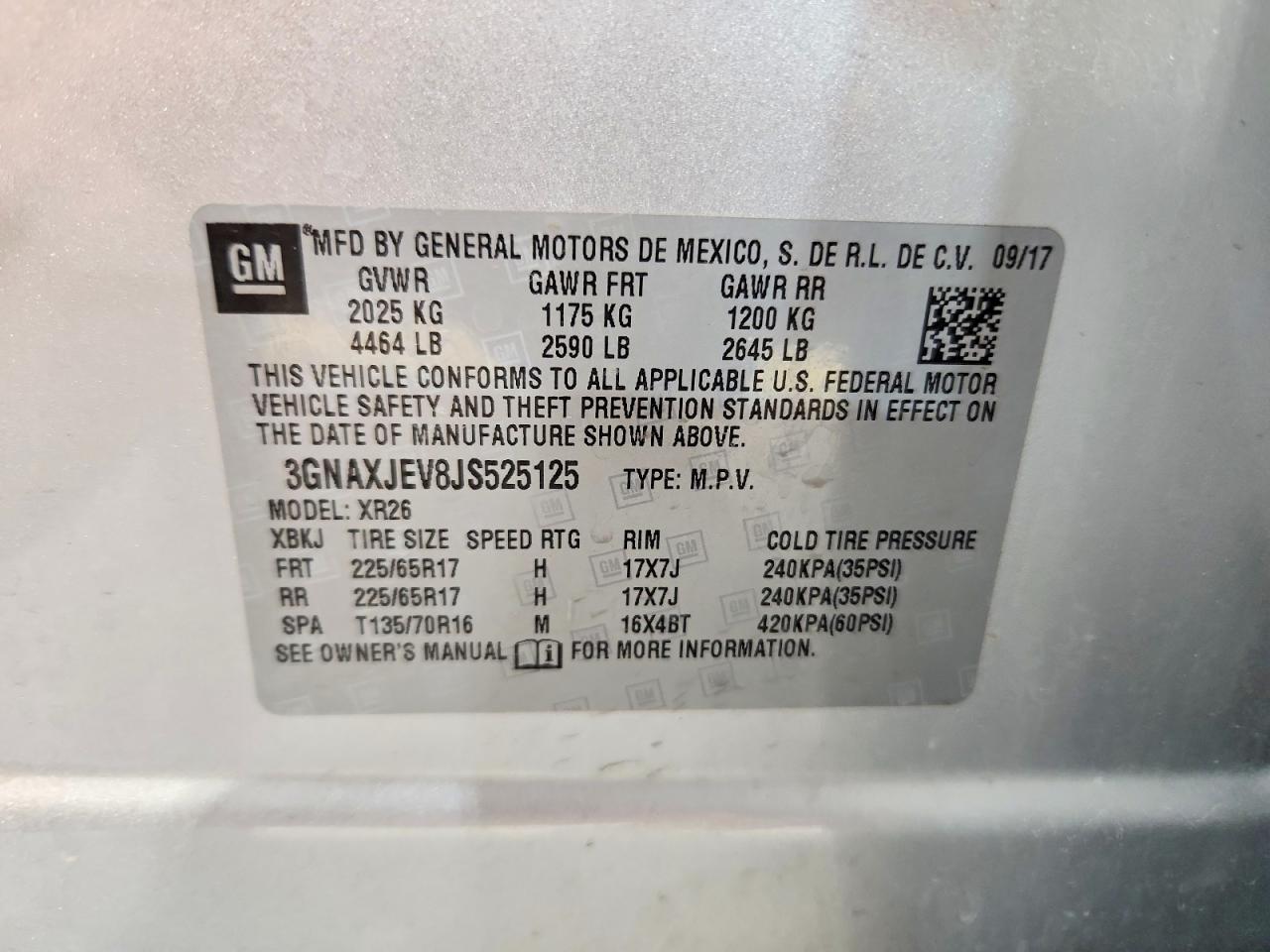2018 Chevrolet Equinox Lt Silver vin: 3GNAXJEV8JS525125