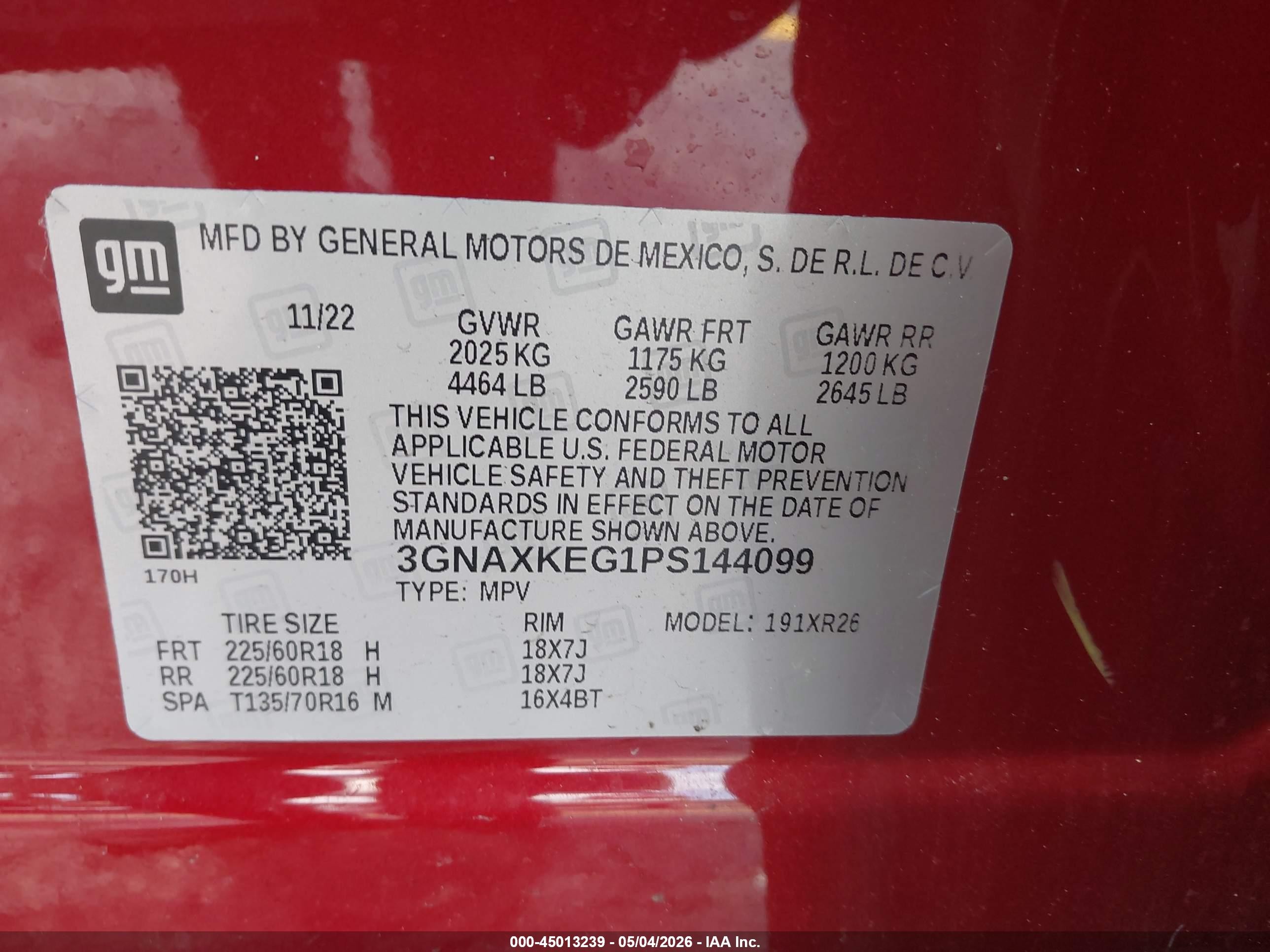 2023 Chevrolet Equinox Fwd Lt Красный vin: 3GNAXKEG1PS144099