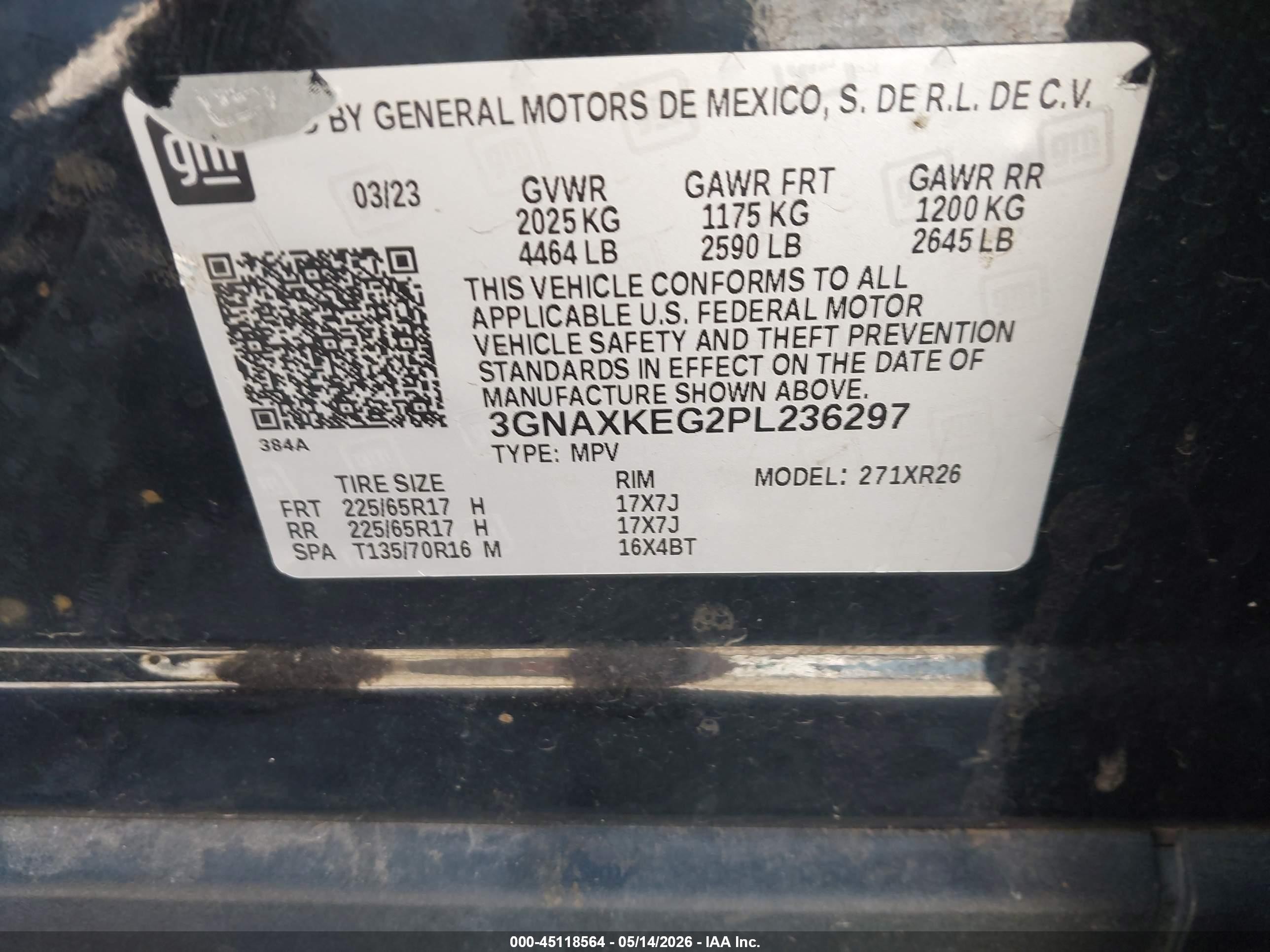 2023 Chevrolet Equinox Fwd Lt Черный vin: 3GNAXKEG2PL236297