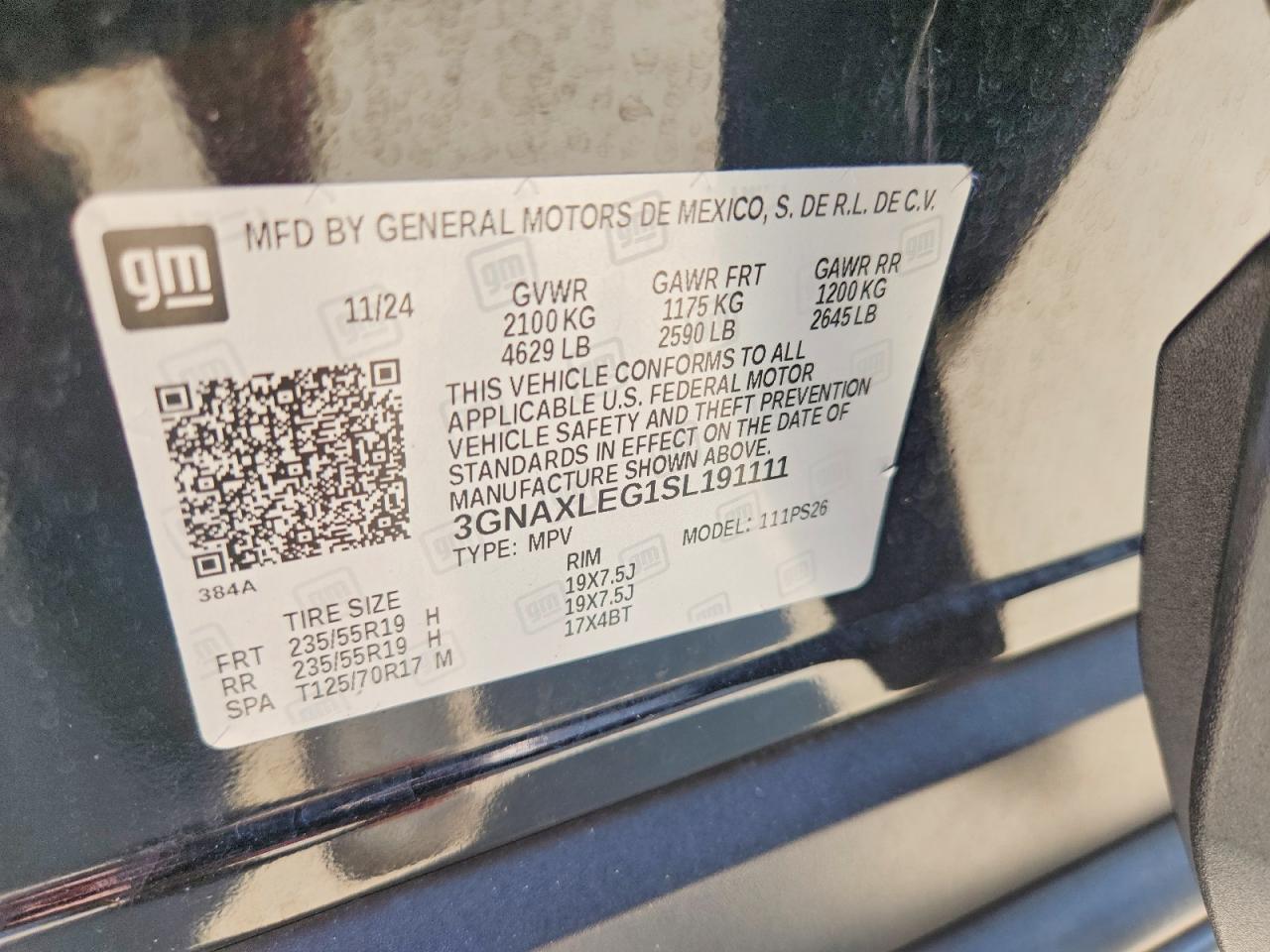 2025 Chevrolet Equinox Rs Black vin: 3GNAXLEG1SL191111