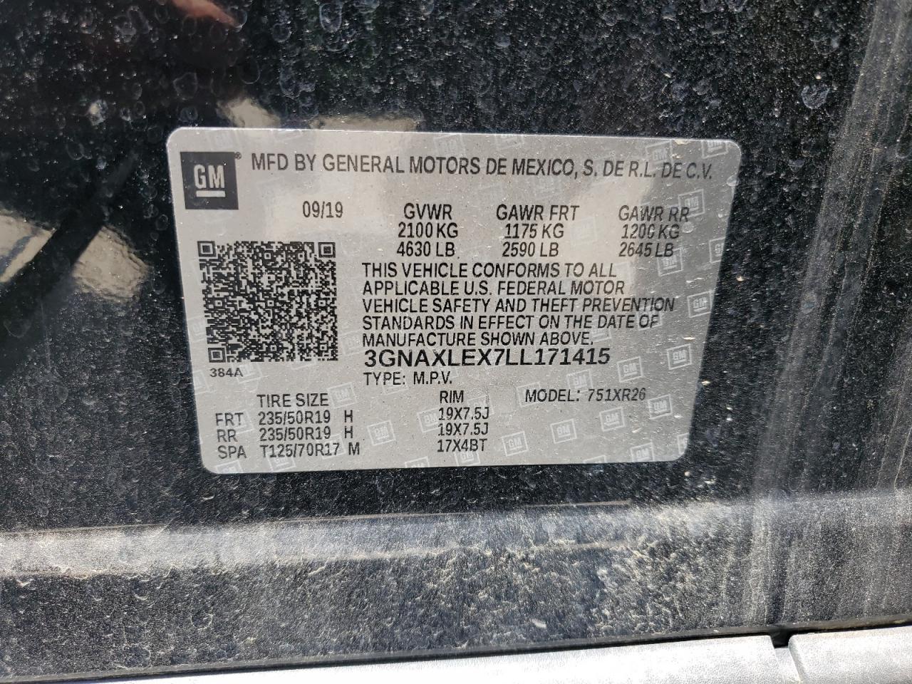 2020 Chevrolet Equinox Lt   Black vin: 3GNAXLEX7LL171415