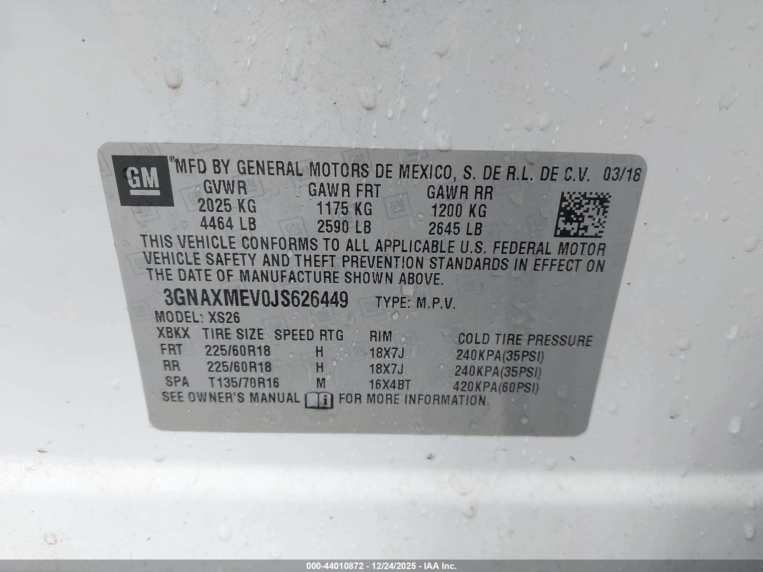 2018 Chevrolet Equinox Premier Белый vin: 3GNAXMEV0JS626449