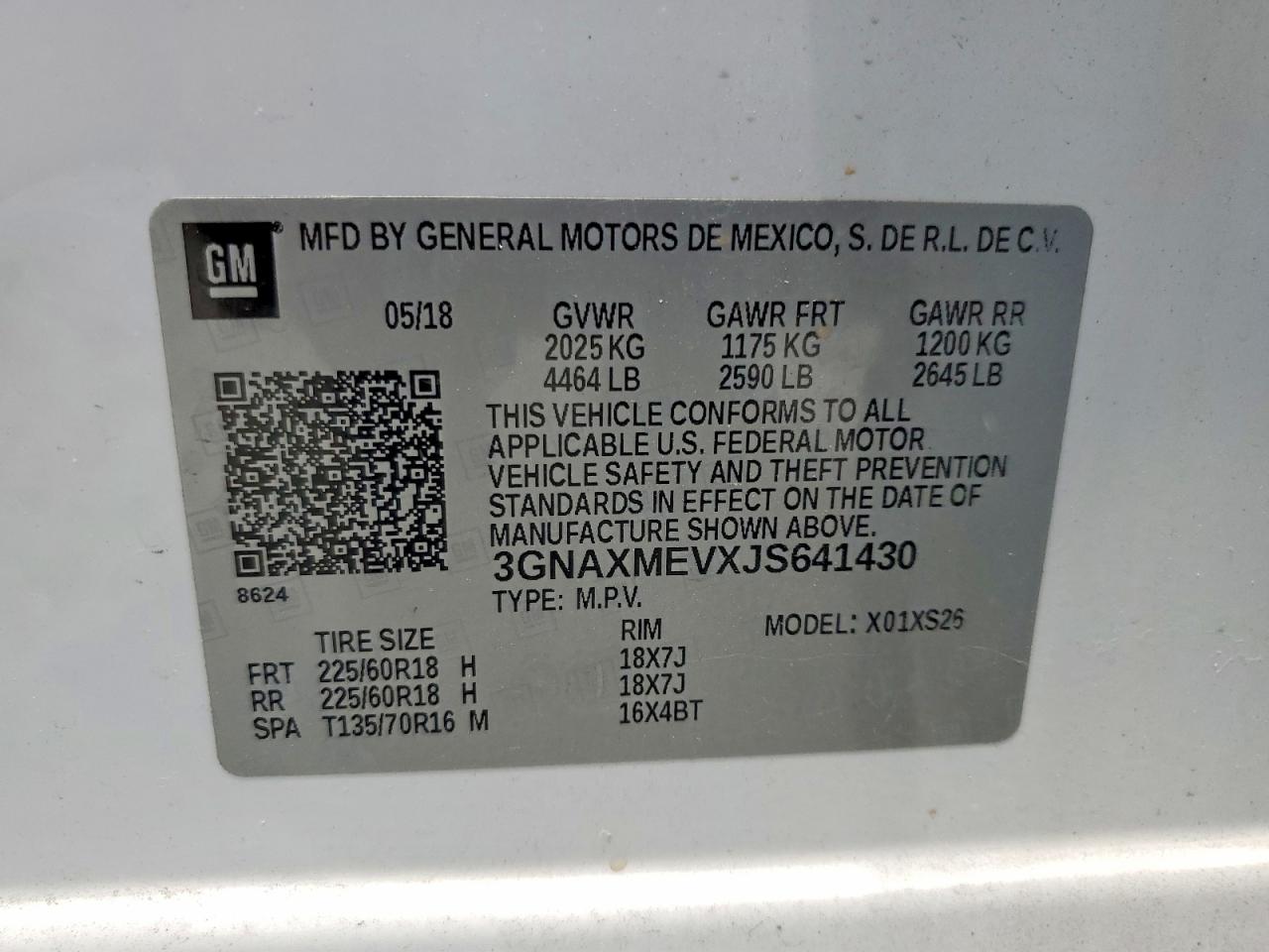 2018 Chevrolet Equinox Premier White vin: 3GNAXMEVXJS641430