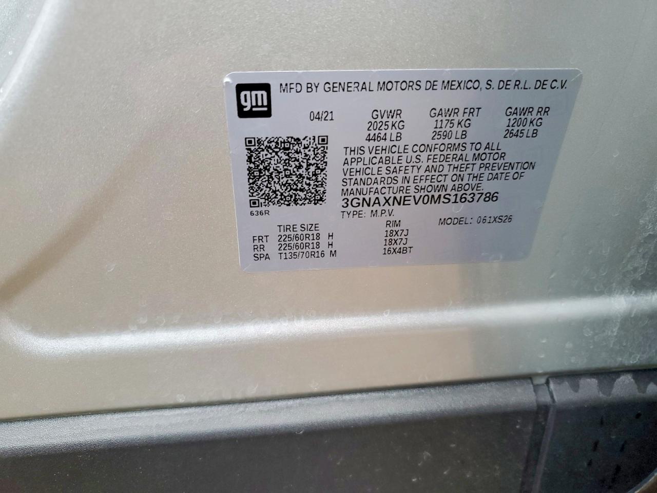 2021 Chevrolet Equinox Premier Silver vin: 3GNAXNEV0MS163786