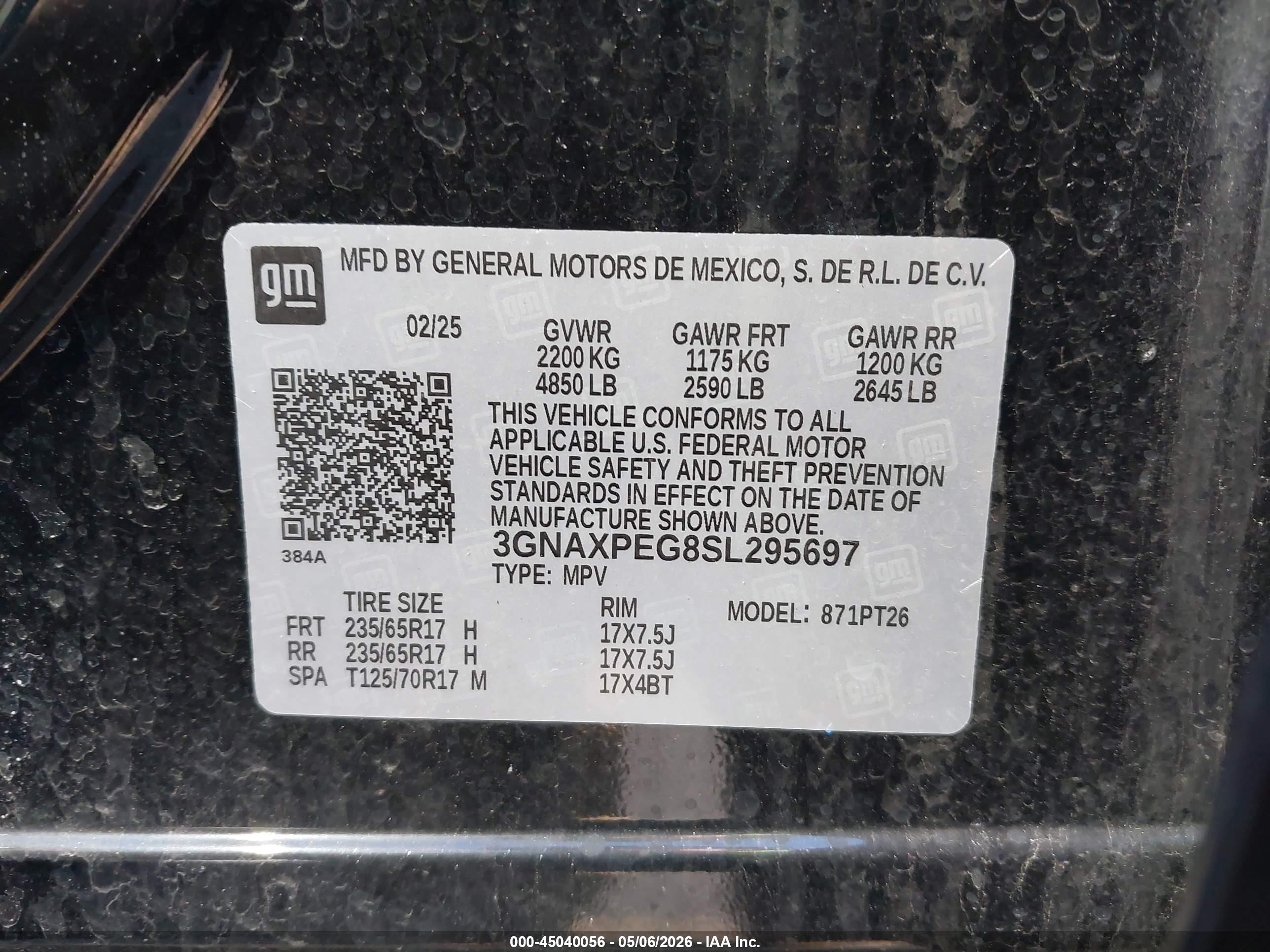 2025 Chevrolet Equinox Awd Lt Черный vin: 3GNAXPEG8SL295697