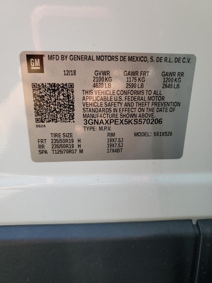 2019 Chevrolet Equinox Premier Белый vin: 3GNAXPEX5KS570206