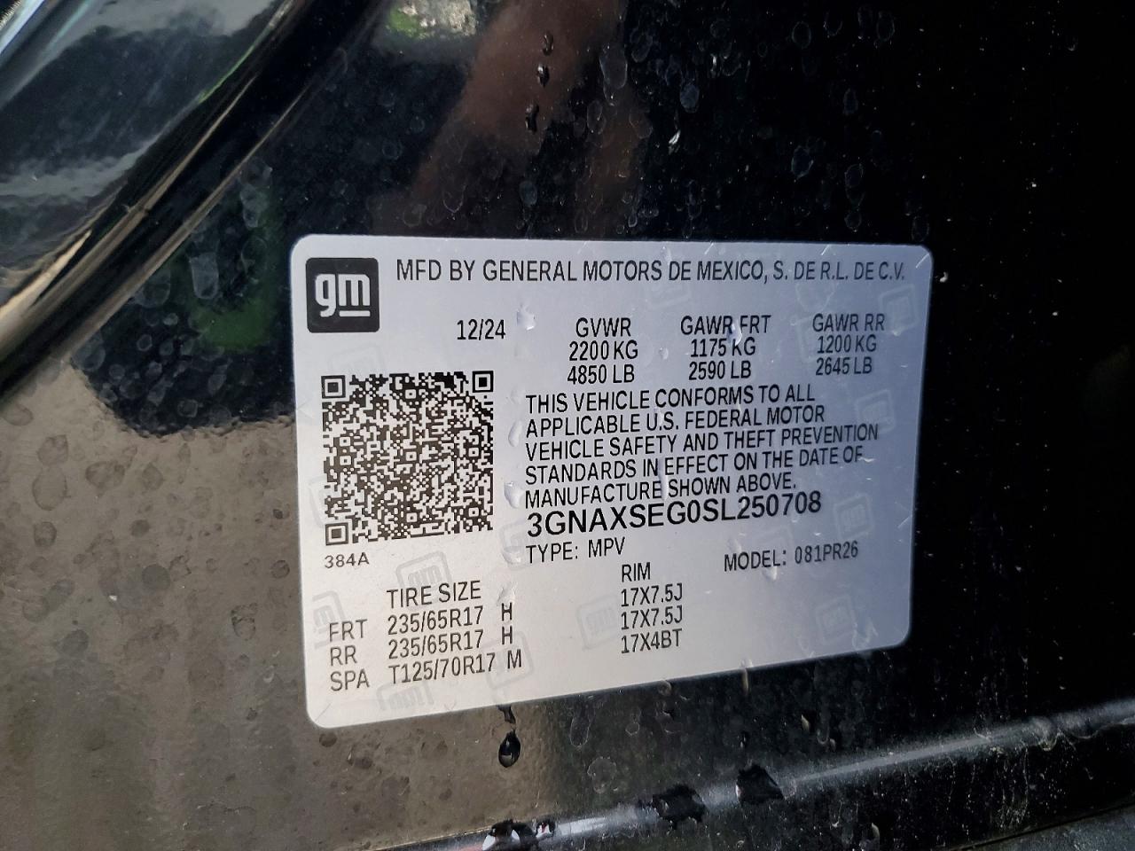 2025 Chevrolet Equinox Activ Black vin: 3GNAXSEG0SL250708