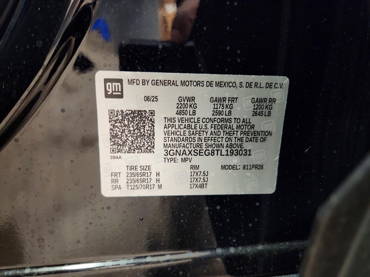 2026 Chevrolet Equinox Activ Черный vin: 3GNAXSEG8TL193031