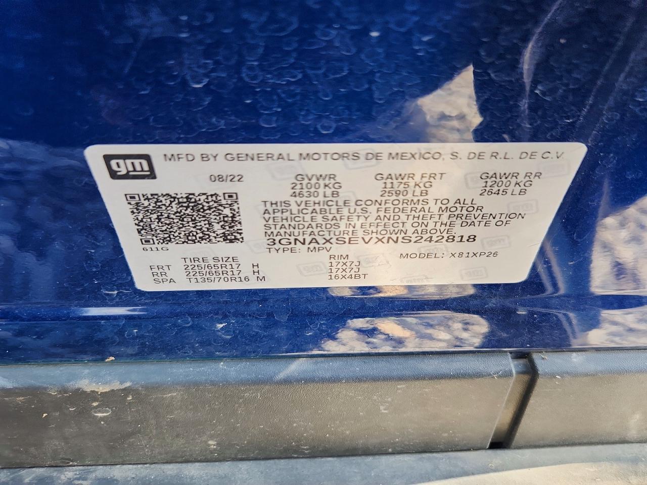 2022 Chevrolet Equinox Ls Blue vin: 3GNAXSEVXNS242818