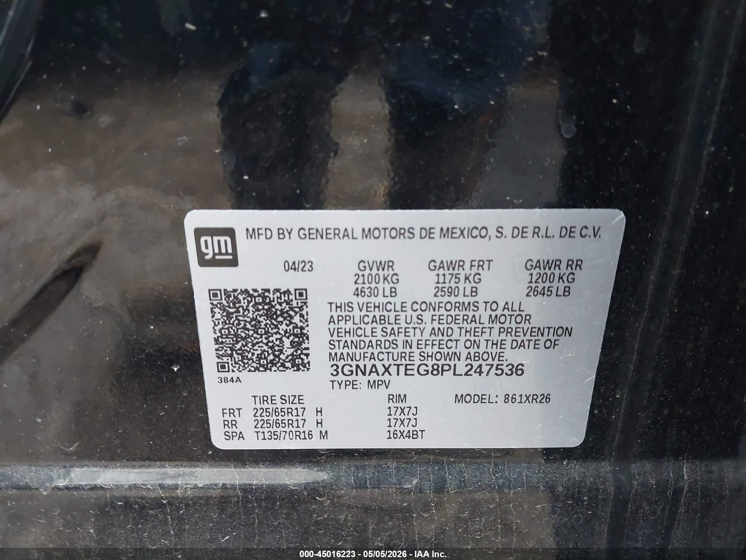 2023 Chevrolet Equinox Awd 2fl Черный vin: 3GNAXTEG8PL247536