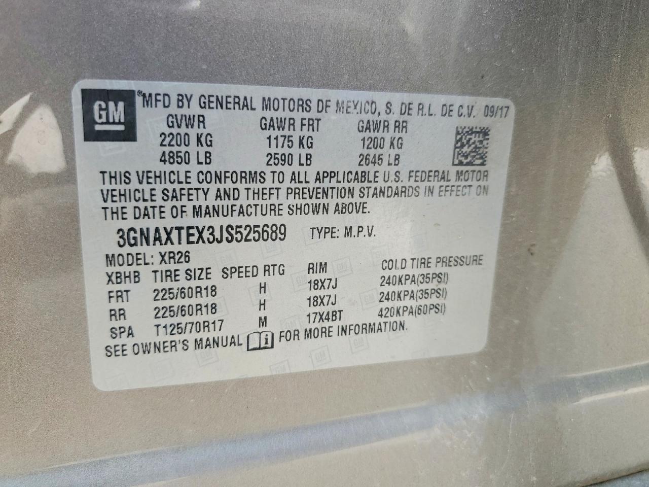 2018 Chevrolet Equinox Lt Beige vin: 3GNAXTEX3JS525689