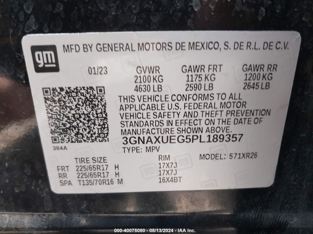 2023 Chevrolet Equinox Awd Lt Black vin: 3GNAXUEG5PL189357