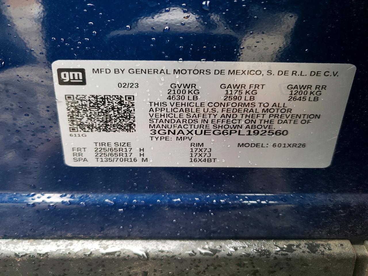 2023 Chevrolet Equinox Lt Синий vin: 3GNAXUEG6PL192560