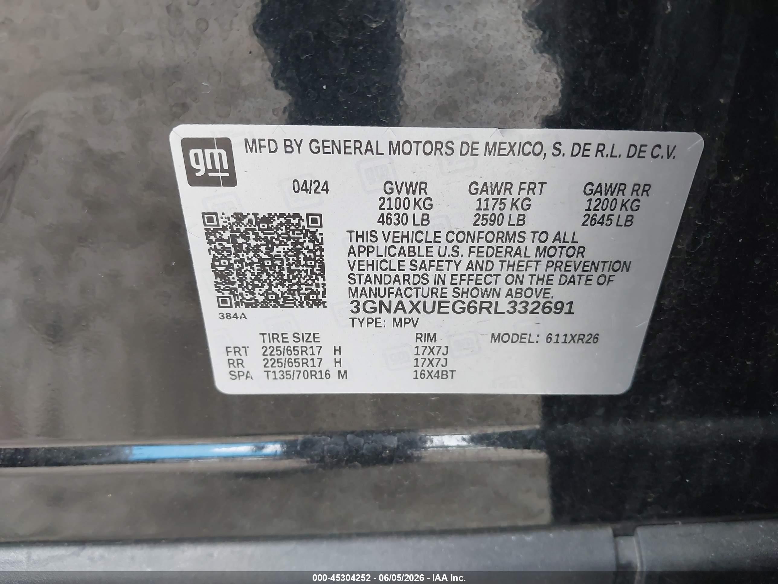2024 Chevrolet Equinox Awd Lt Black vin: 3GNAXUEG6RL332691