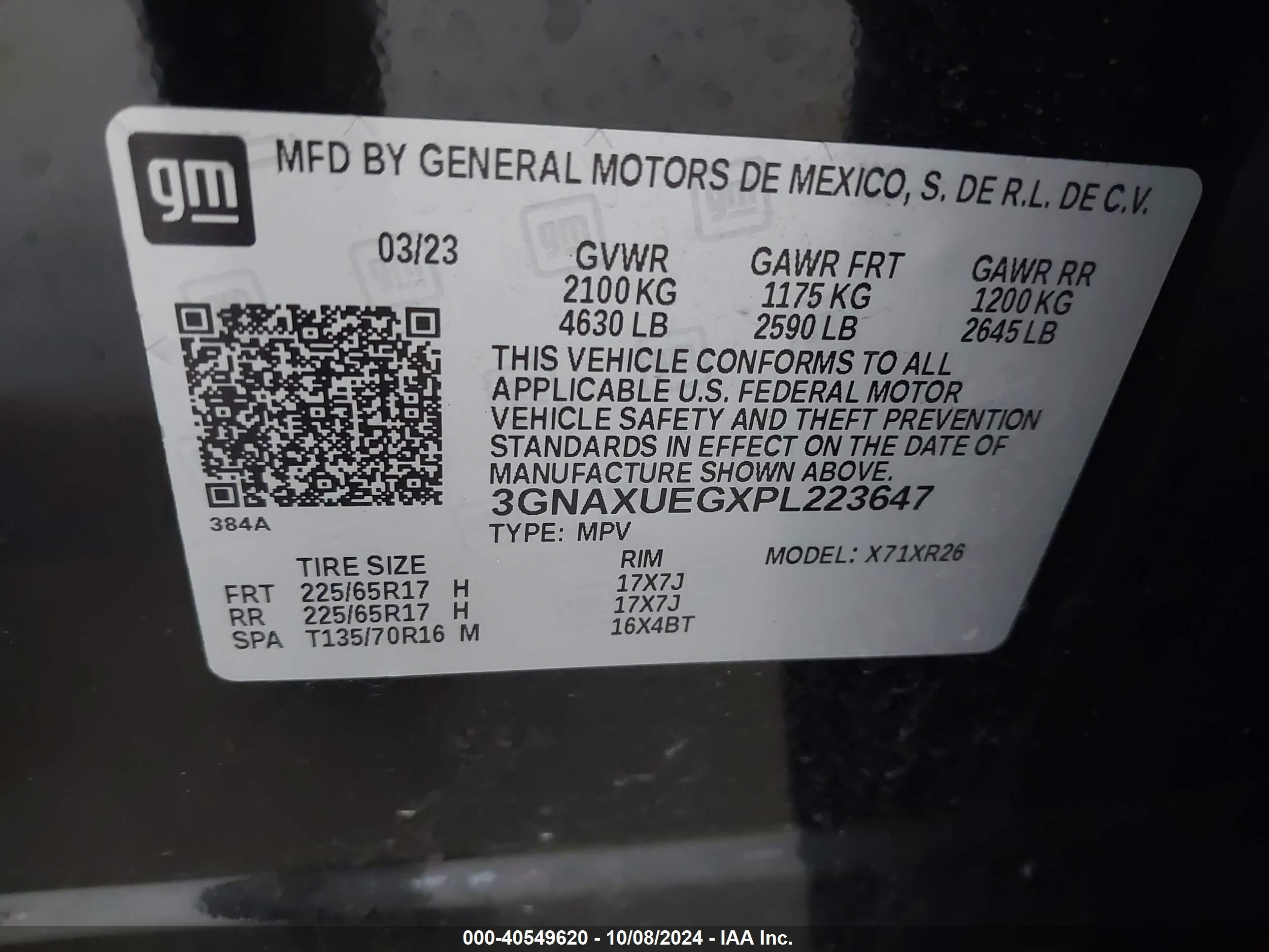 2023 Chevrolet Equinox Awd Lt Black vin: 3GNAXUEGXPL223647