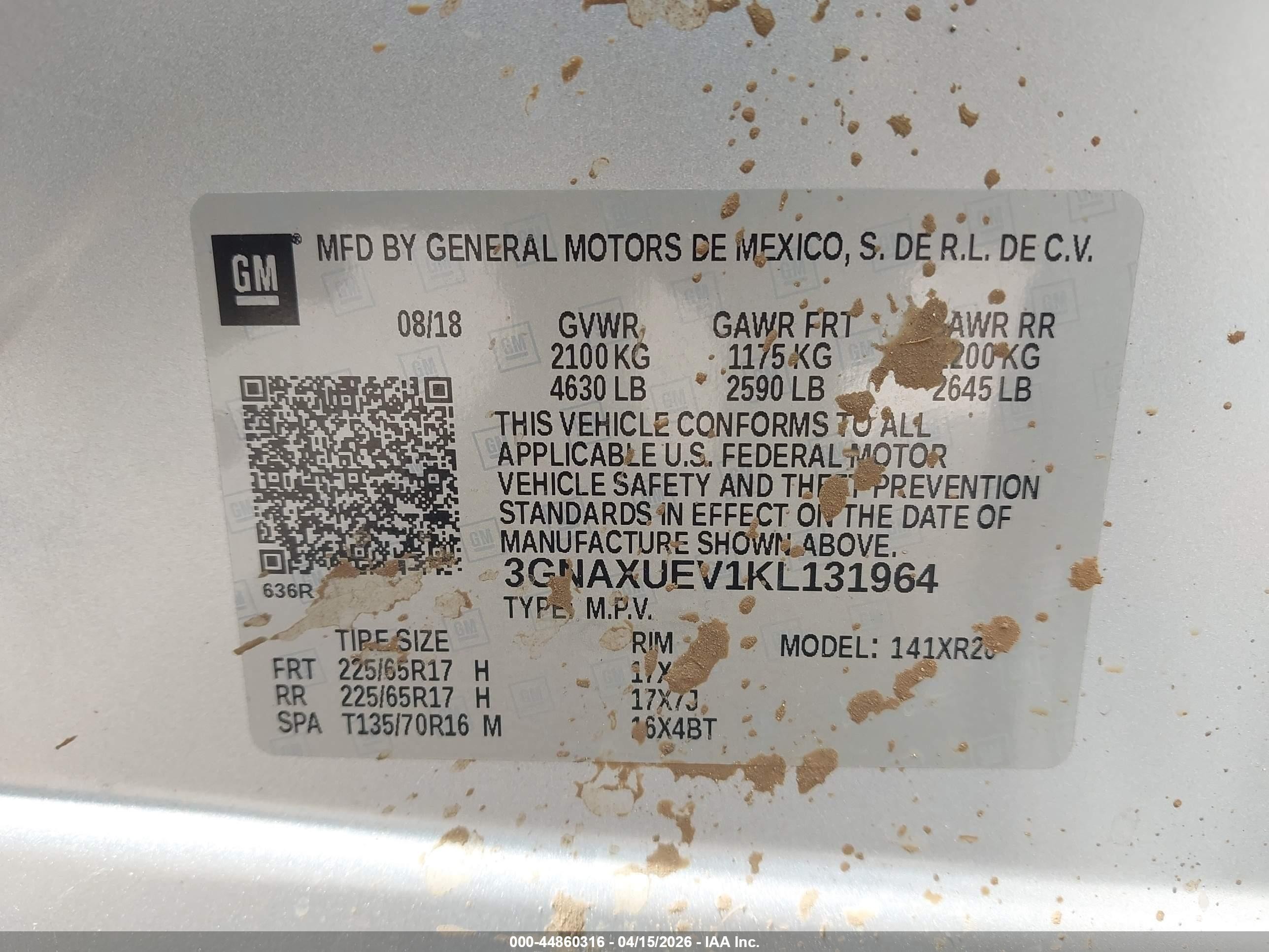 2019 Chevrolet Equinox Lt Silver vin: 3GNAXUEV1KL131964